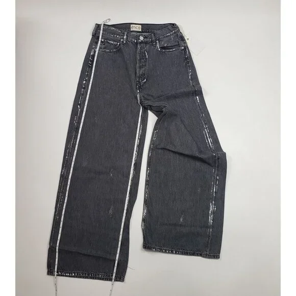 Anthropologie Etica Marley Ultra High Rise Baggy Jeans Women's Sz 30 Icicle Grey - Picture 9 of 16